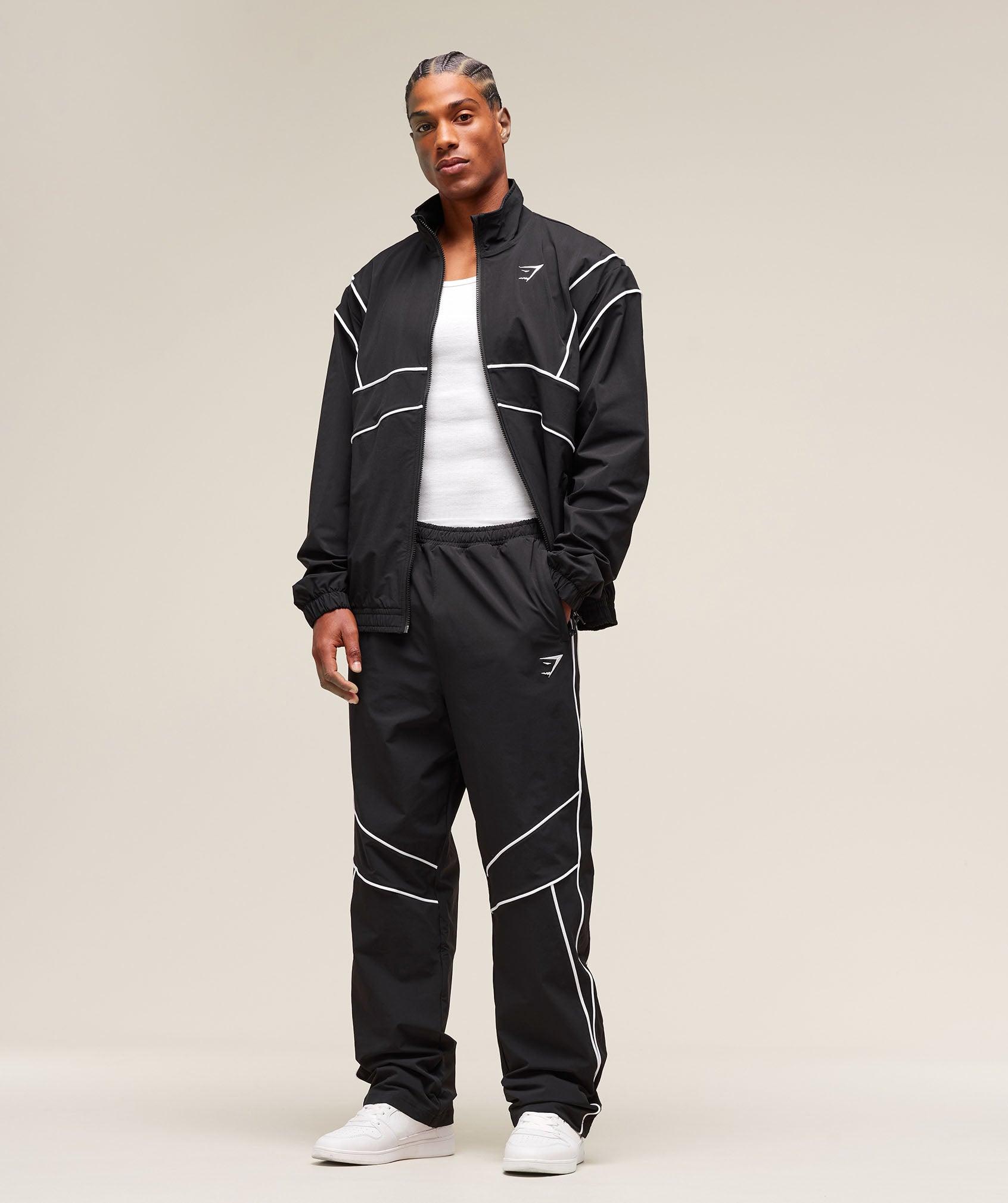 Gymshark Retro Crinkle Track Jacket - Black Male Product Image