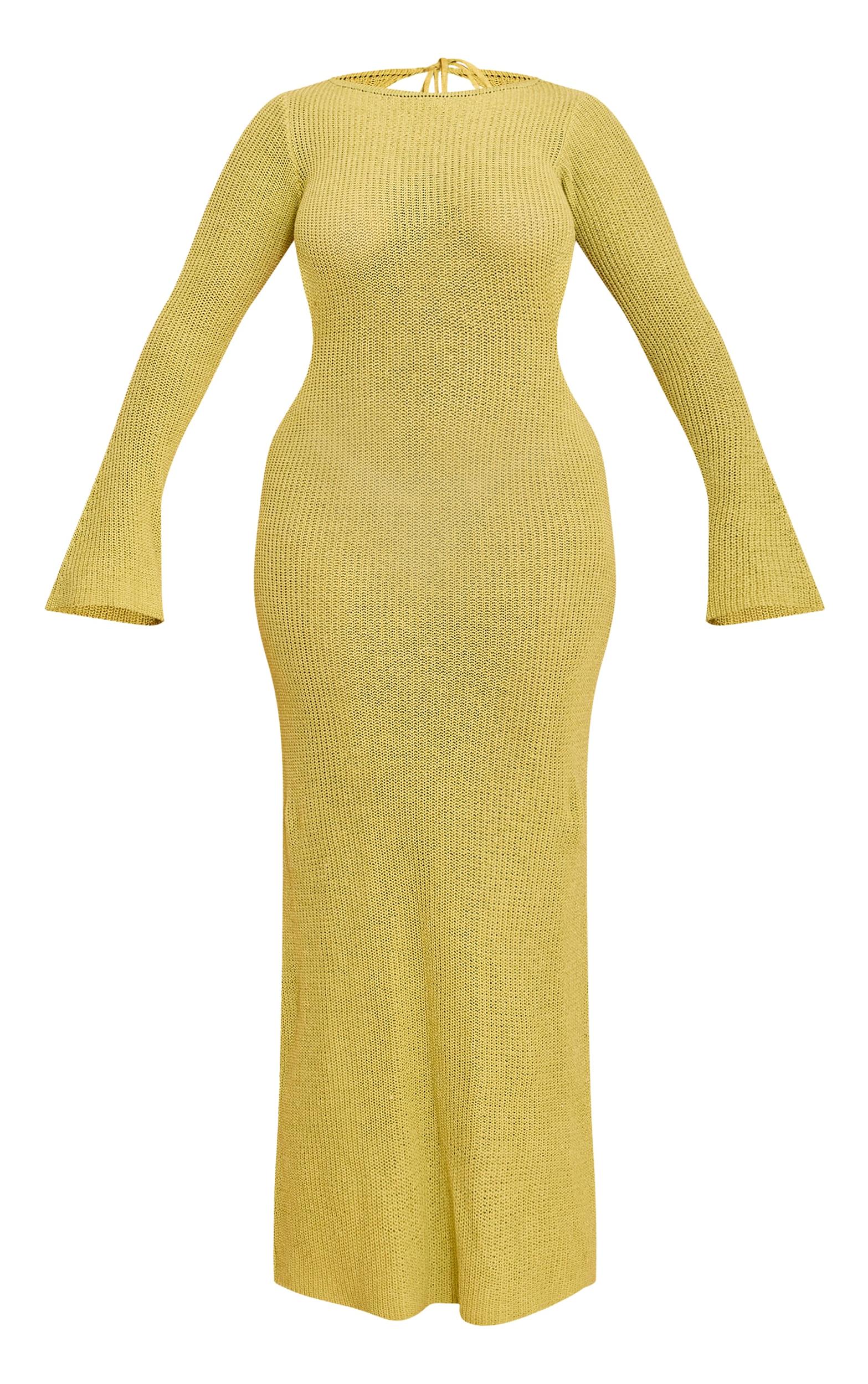 Shape Lime Knitted Boat Neck Open Back Maxi Dress Product Image