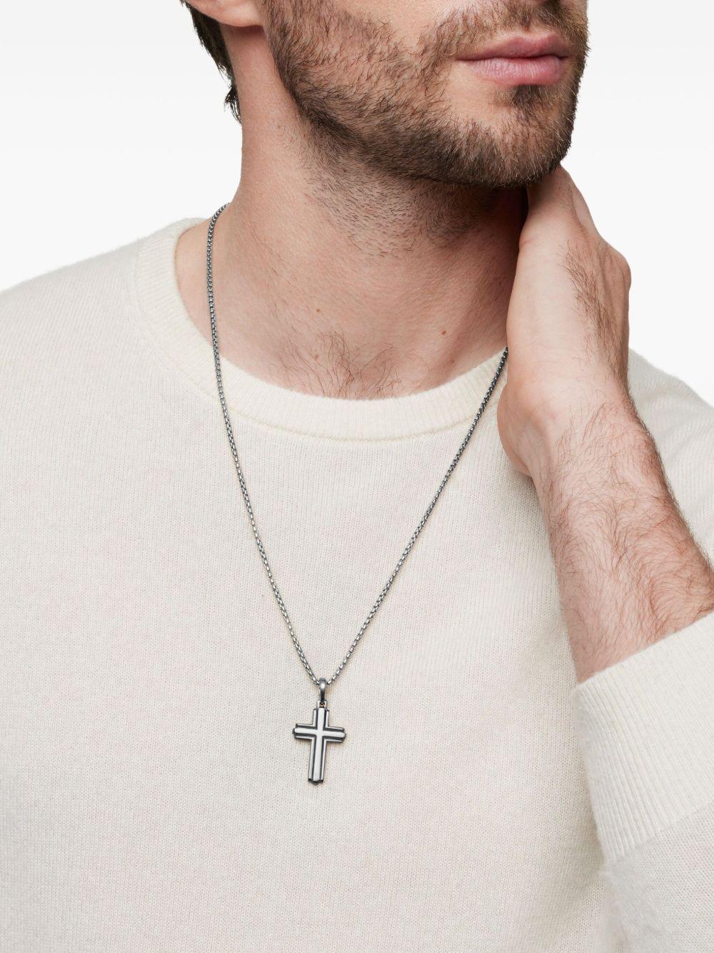 sterling silver Deco Cross pendant (34mm) Product Image