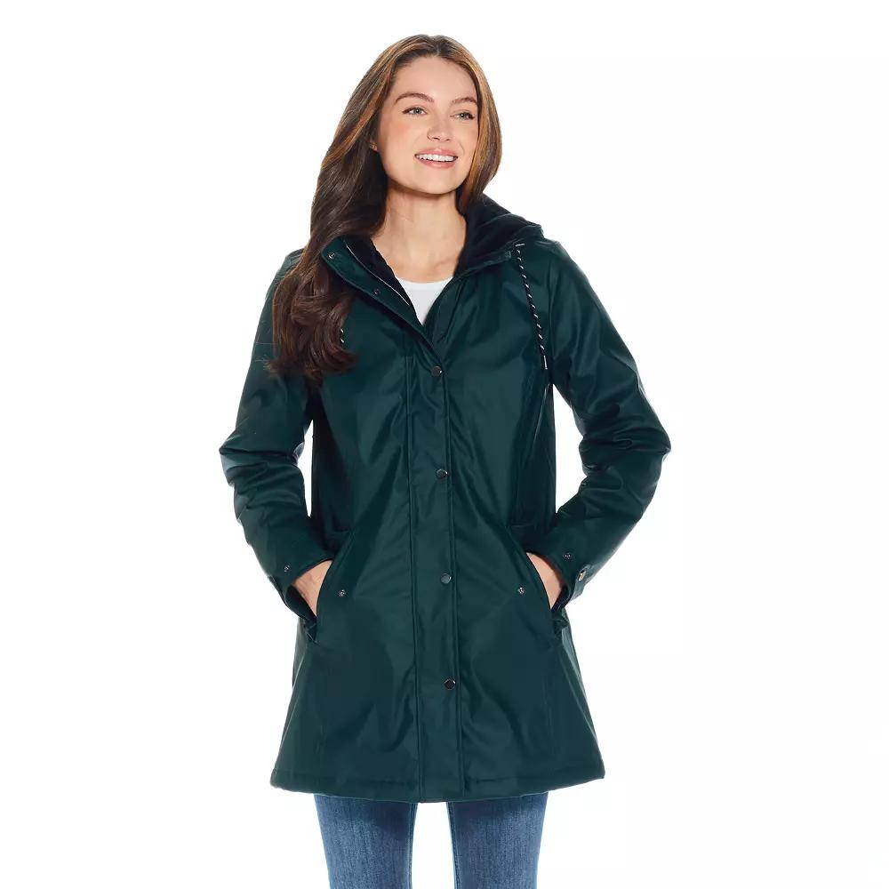 Women's Weathercast Hooded Midweight Rain Jacket, Size: Medium, Hunter Green Product Image