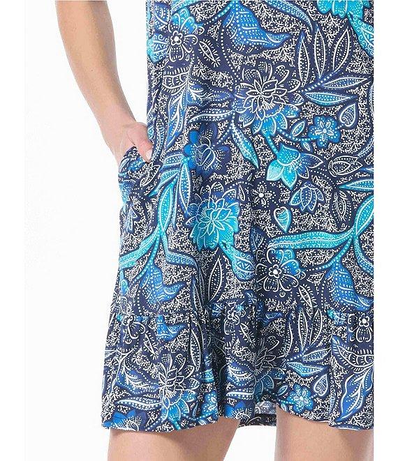 Beach House Samoan Floral Anna V-Neck Ruffle Hem Swim Cover-Up Dress Product Image