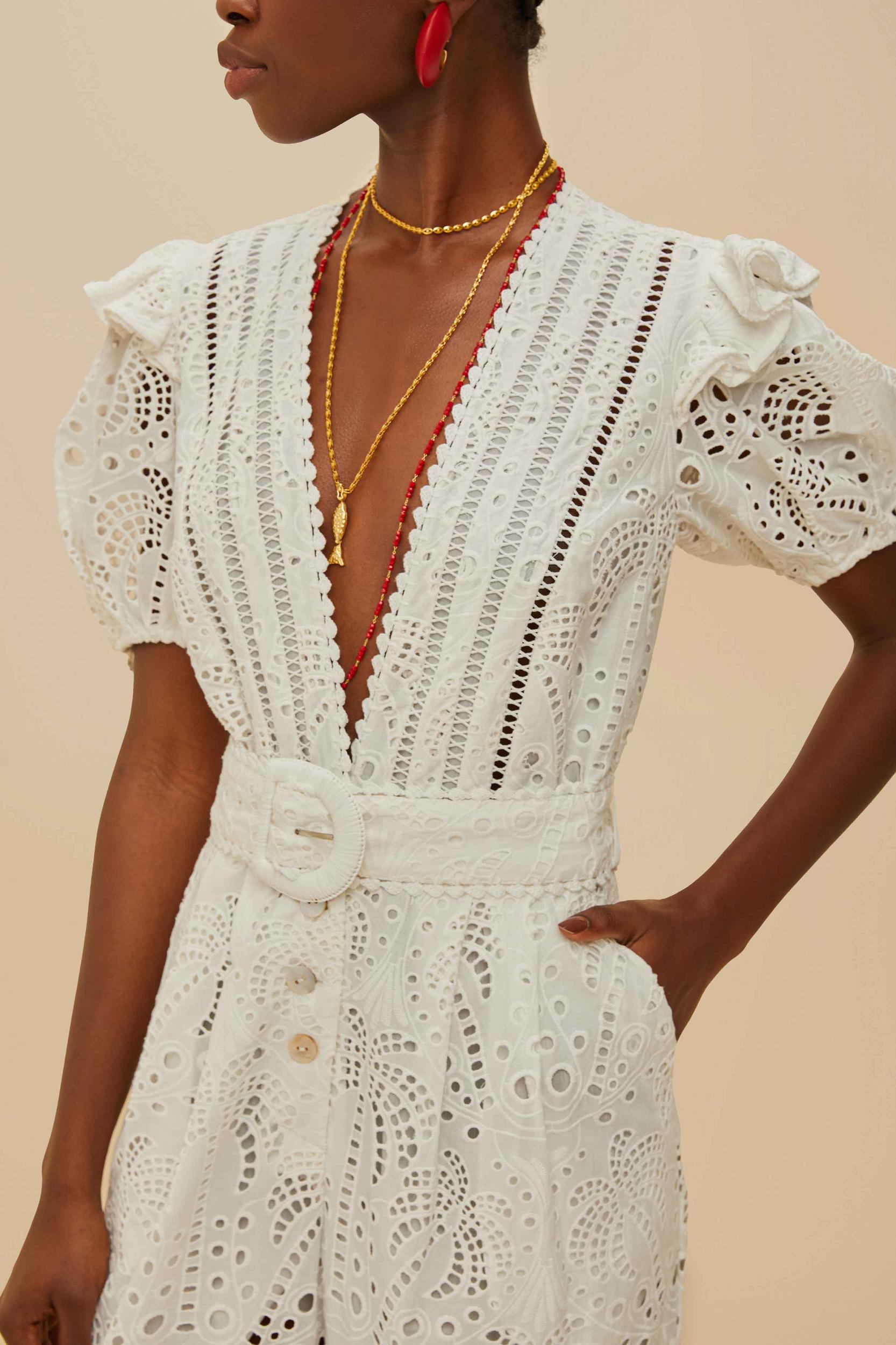 Off-White Palm Tree Eyelet Jumpsuit Product Image