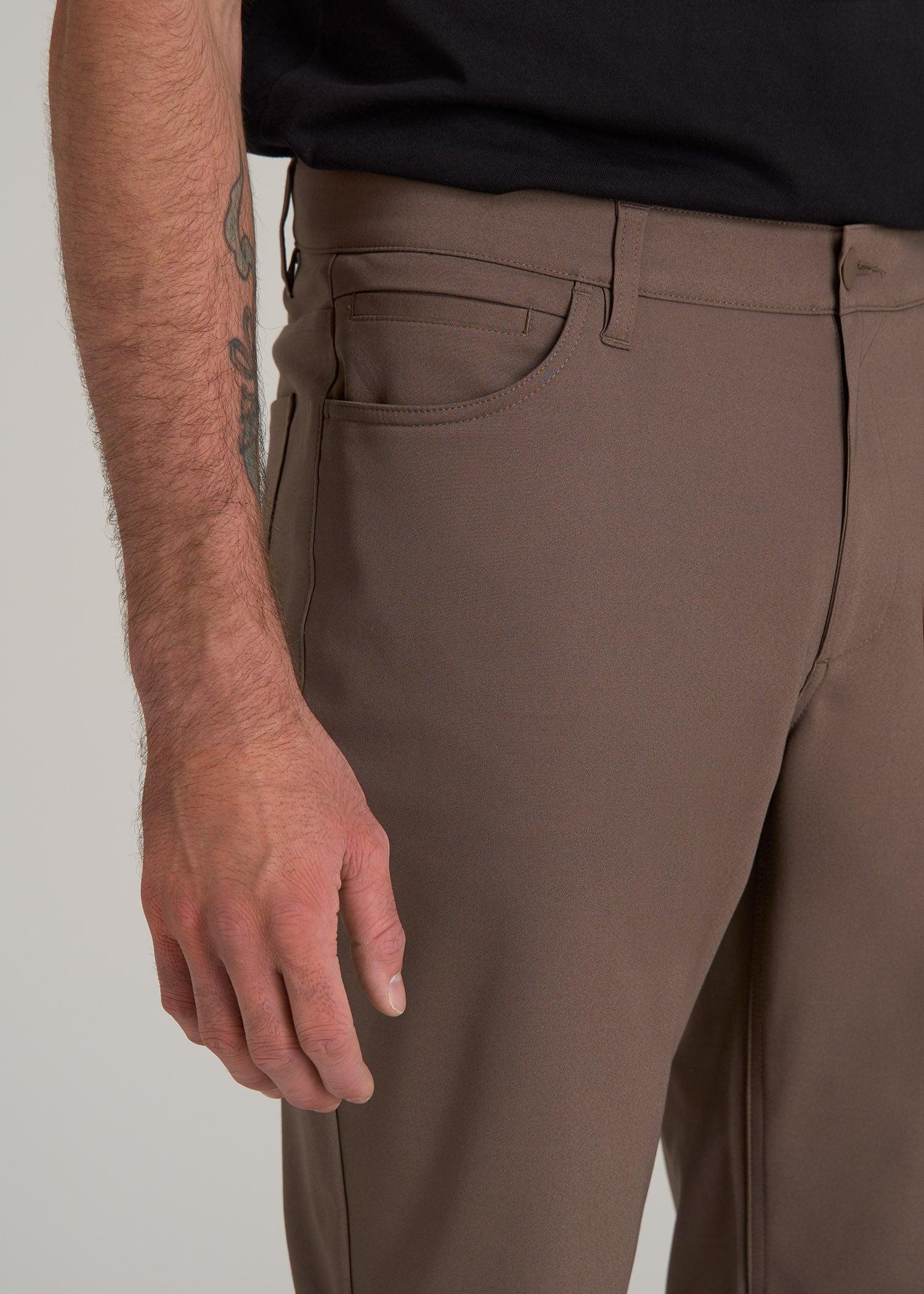 365 Stretch 5-Pocket TAPERED Pants for Tall Men in Washed Brown Product Image
