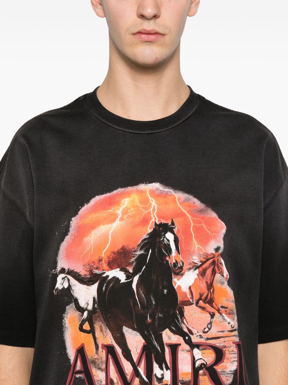 AMIRI Graphic Print Oversized Crewneck T-shirt Shirt In Black Product Image