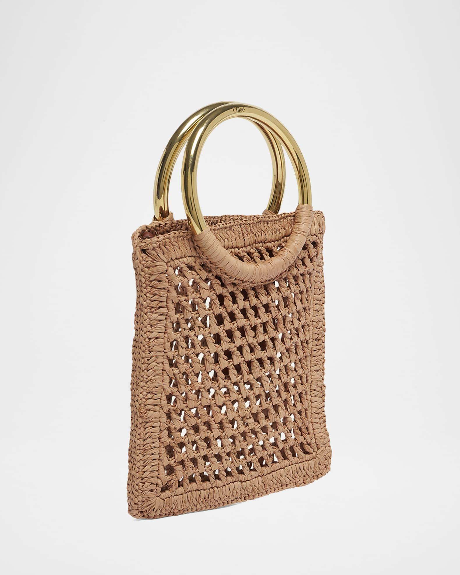 Summer Banana Tote Bag in Crochet Paper and Leather  Product Image