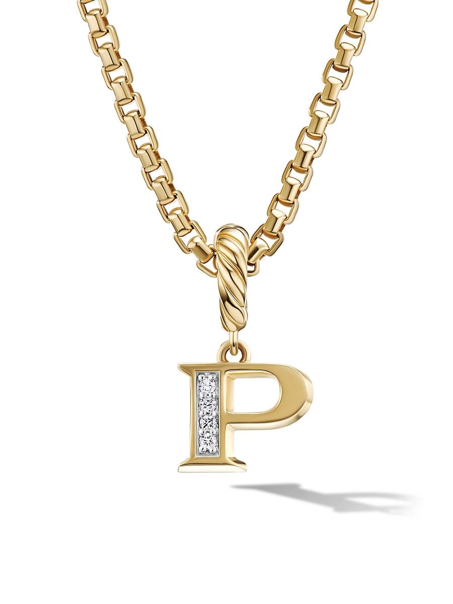 Womens Pav Initial Pendant in 18K Yellow Gold Product Image