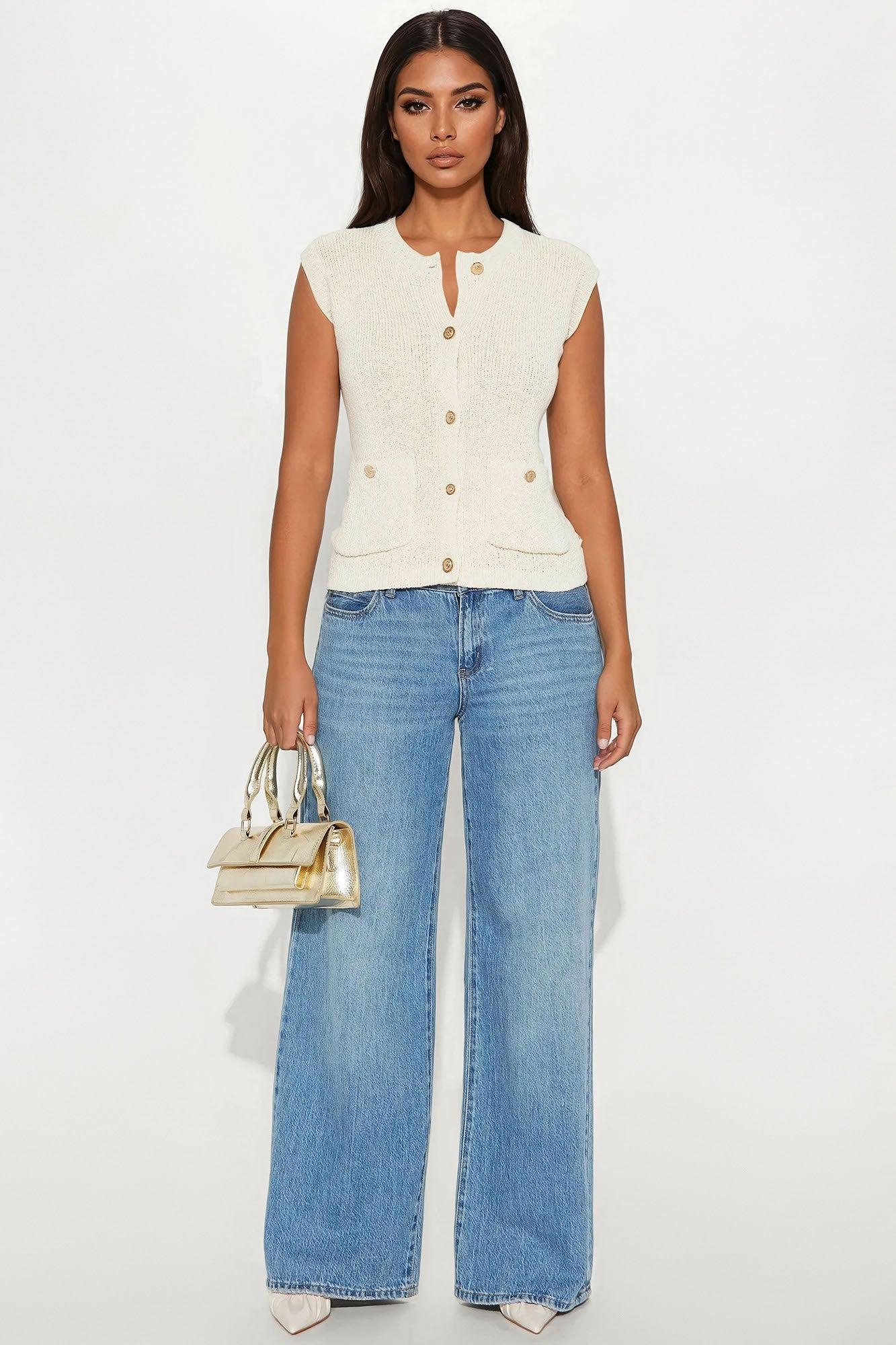 Perfectly Sweet Sweater Vest - Cream Female Product Image