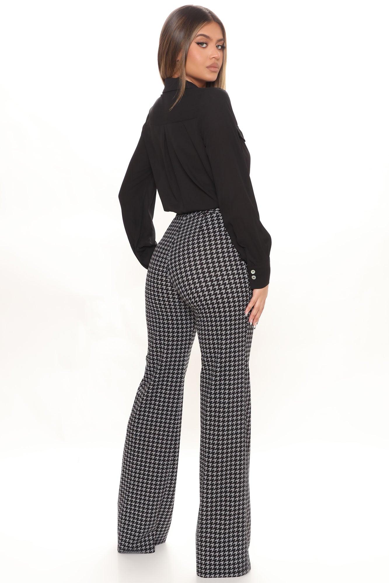 Victoria High Waist Dress Pant Houndstooth 35 - Black/Grey Product Image