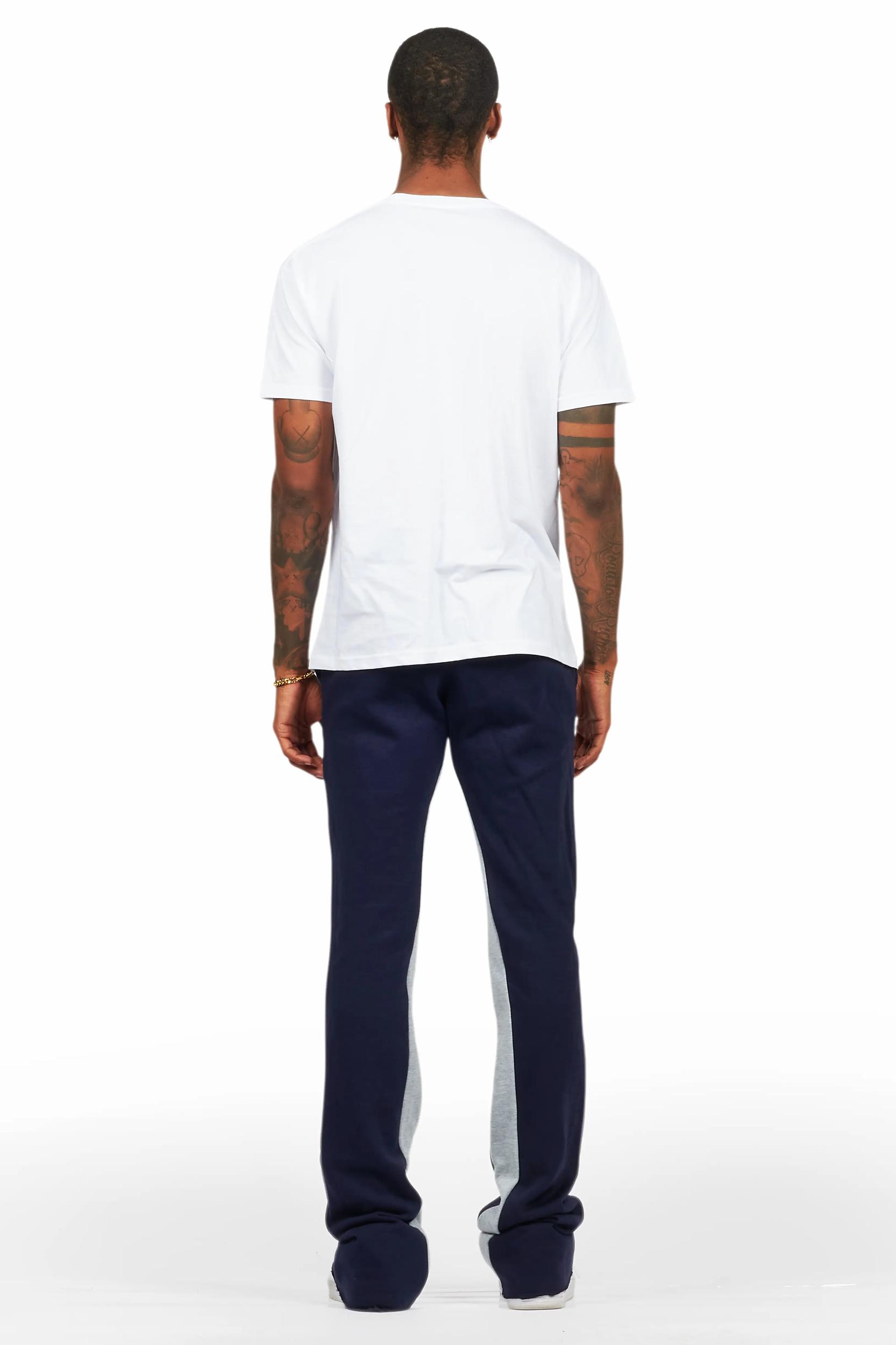 Kastell White/Navy T-Shirt/Stacked Baggy Track Pant Set Male Product Image