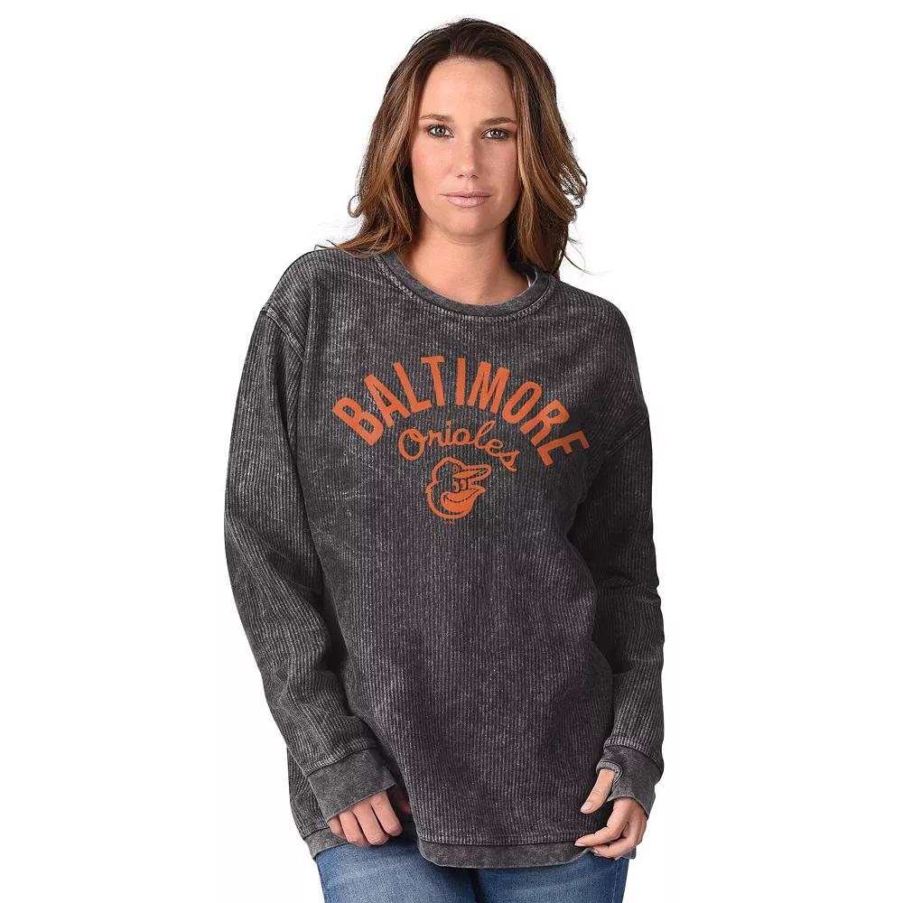 Women's G-III 4Her by Carl Banks Black Baltimore Orioles Comfy Cord Pullover Sweatshirt,  Product Image