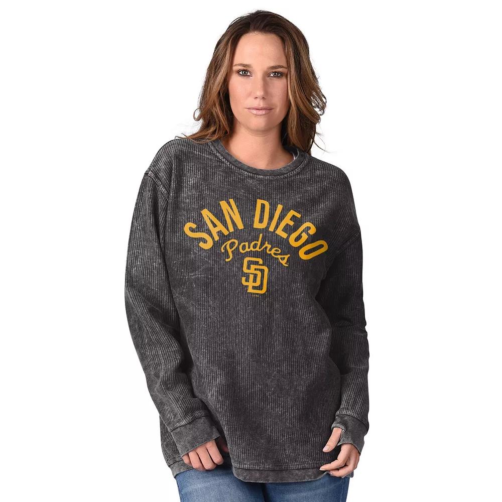 Women's G-III 4Her by Carl Banks Black San Diego Padres Comfy Cord Pullover Sweatshirt,  Product Image