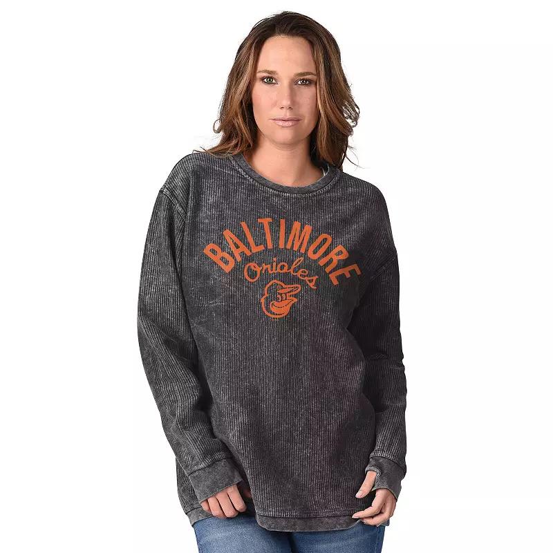 Women's G-III 4Her by Carl Banks Black Baltimore Orioles Comfy Cord Pullover Sweatshirt,  Product Image