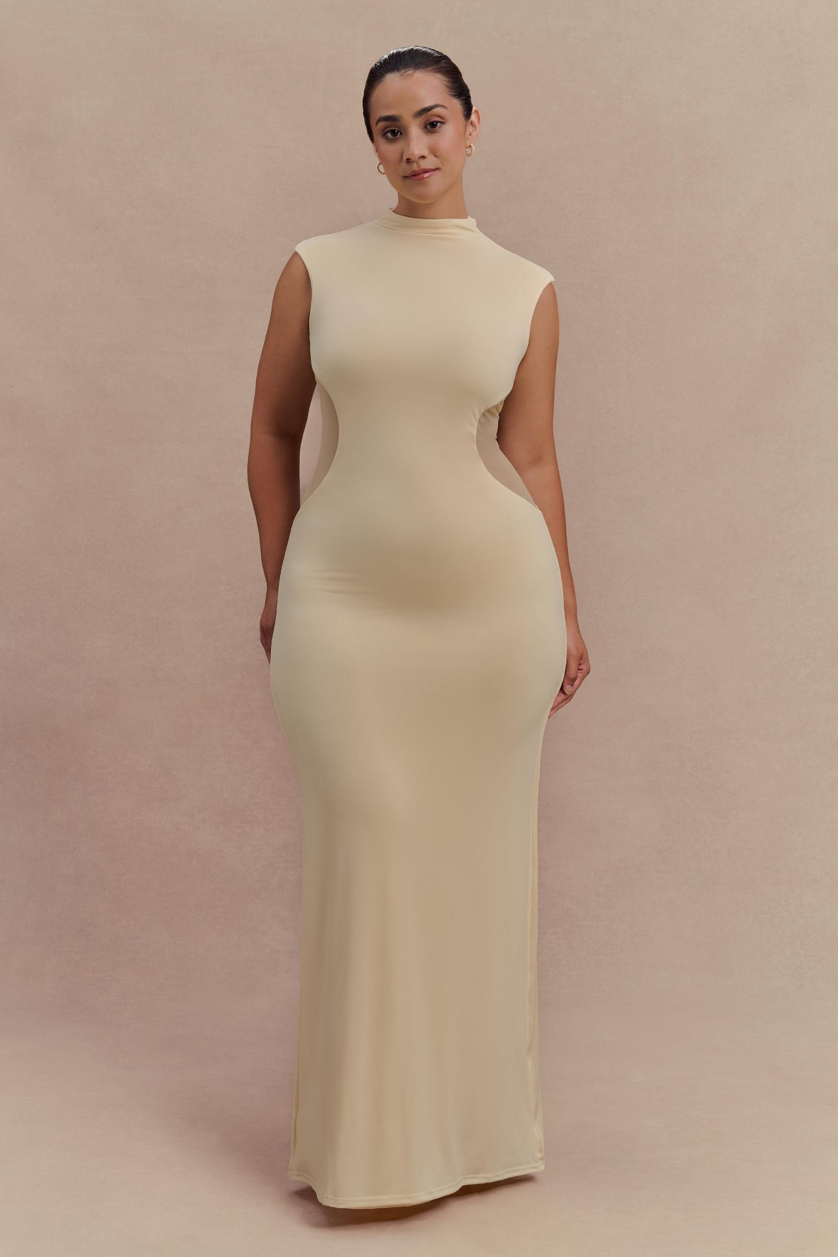 Massie Slinky And Mesh Maxi Dress - Lemon Product Image