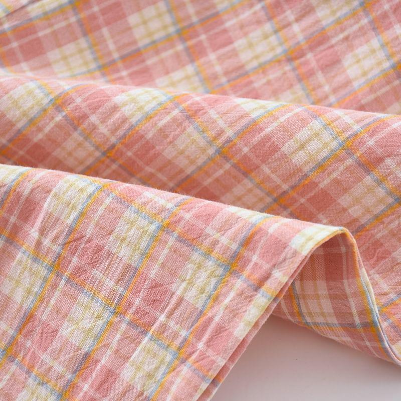 Drawstring Waist Plaid Lounge Pants Product Image