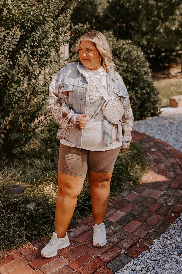 Fall Latte Denim Jacket Curves Product Image