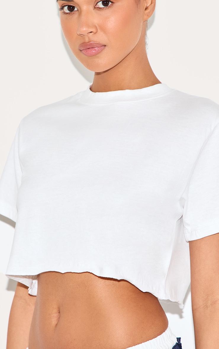 Cotton White Oversized Crop T-Shirt Product Image