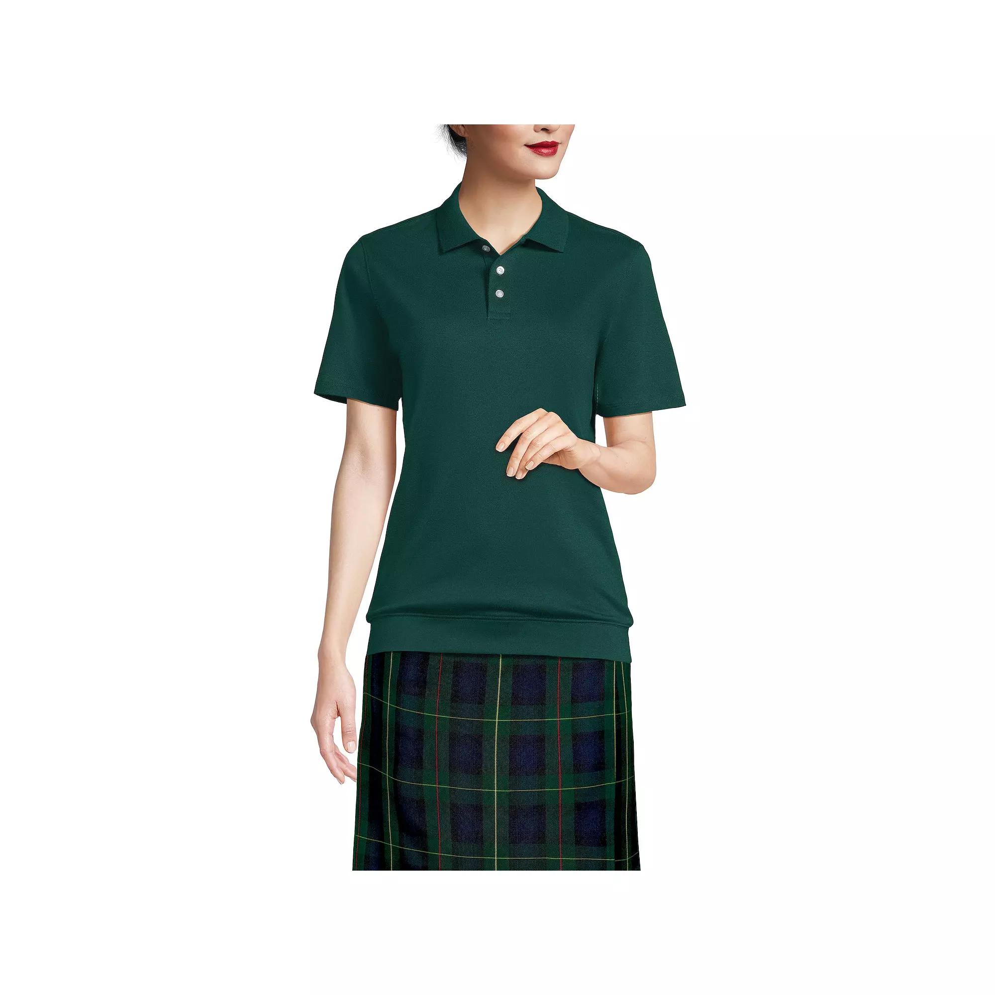 Women's Lands' End Short Sleeve Banded Bottom Polo Shirt,  Product Image