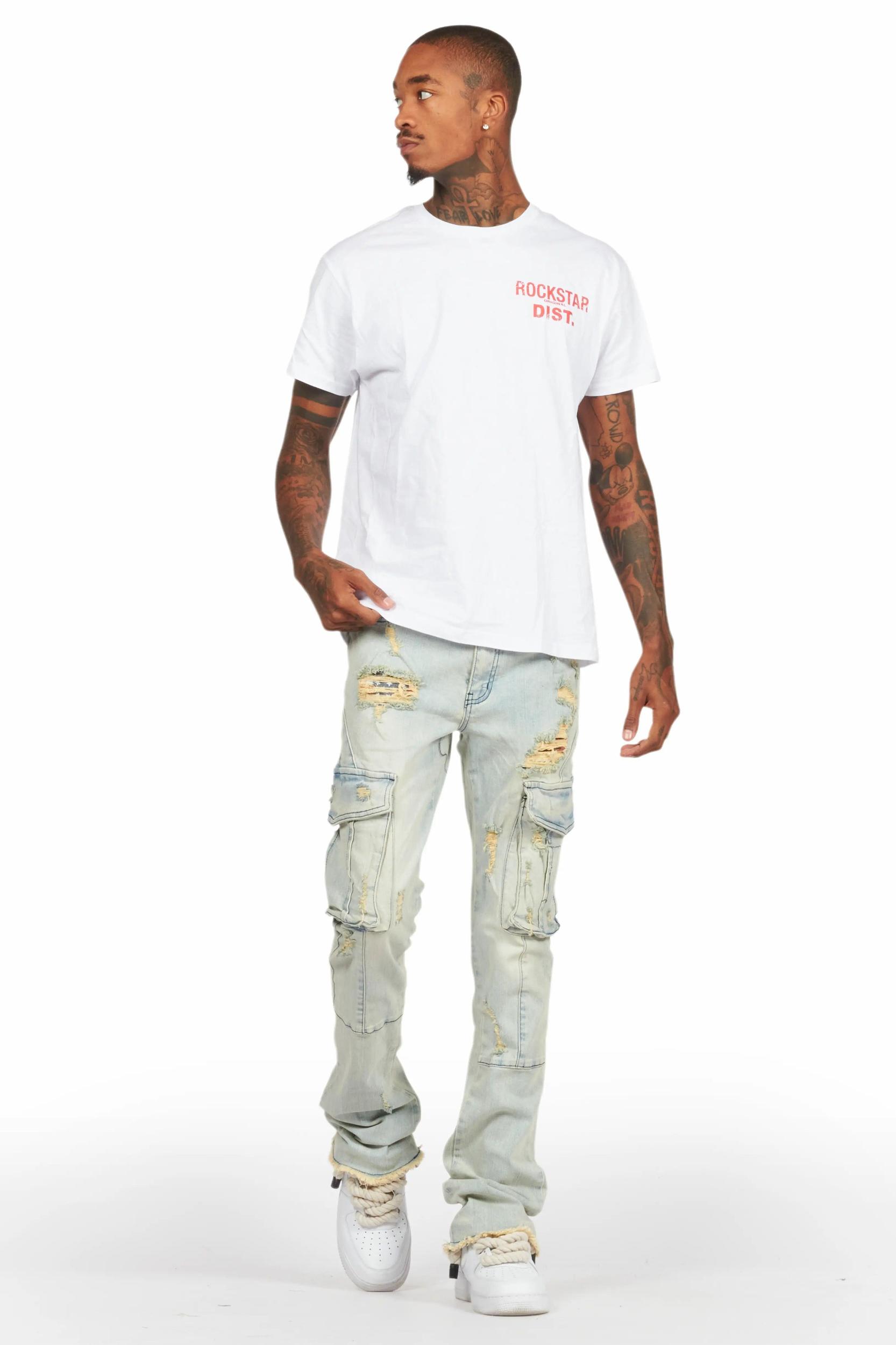 Boys Adalee Blue Stacked Flare Jean Boys Product Image