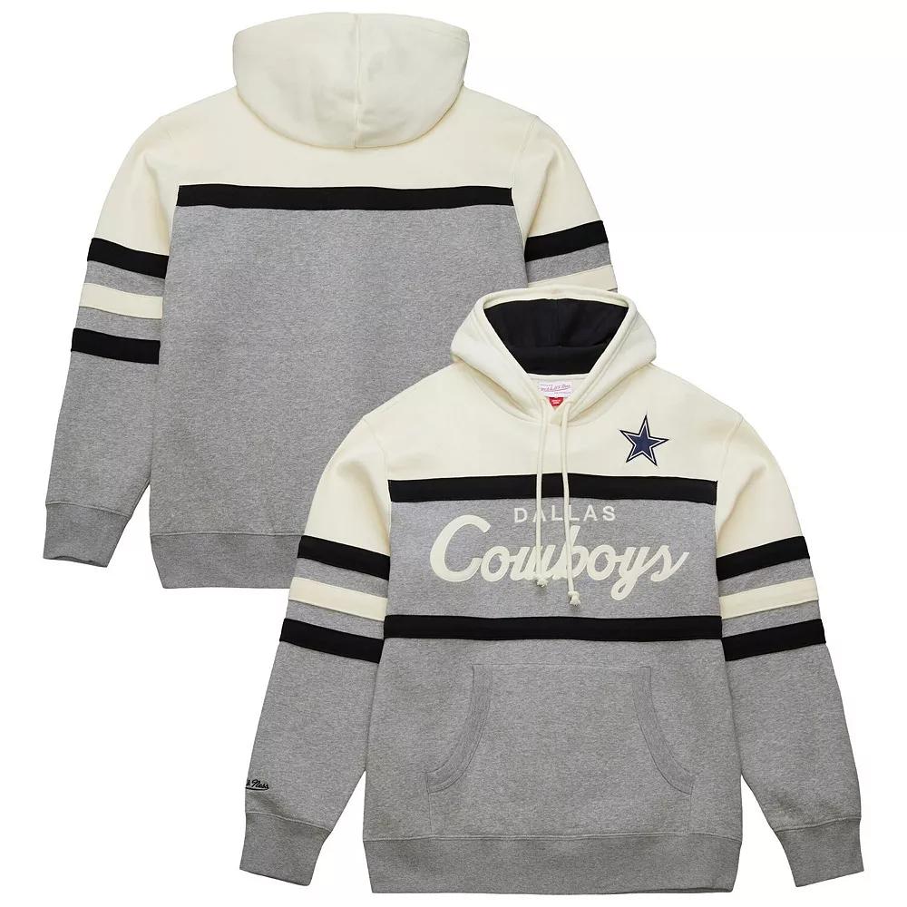Men's Mitchell & Ness Cream/Gray Dallas Cowboys Head Coach Vintage Logo Pullover Hoodie, Size: Small, Beige Product Image