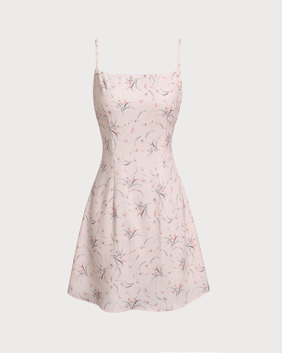 Pink Floral A-Line Slip Mini Dress Product Image