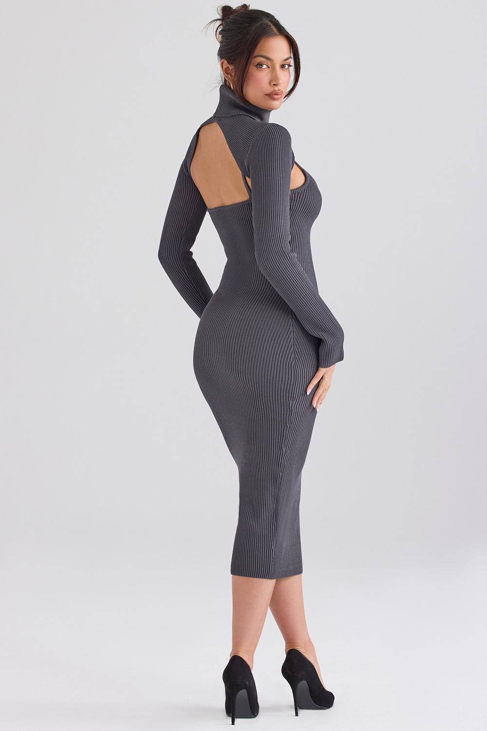 Meliora  charcoal knit midi dress - sale Product Image