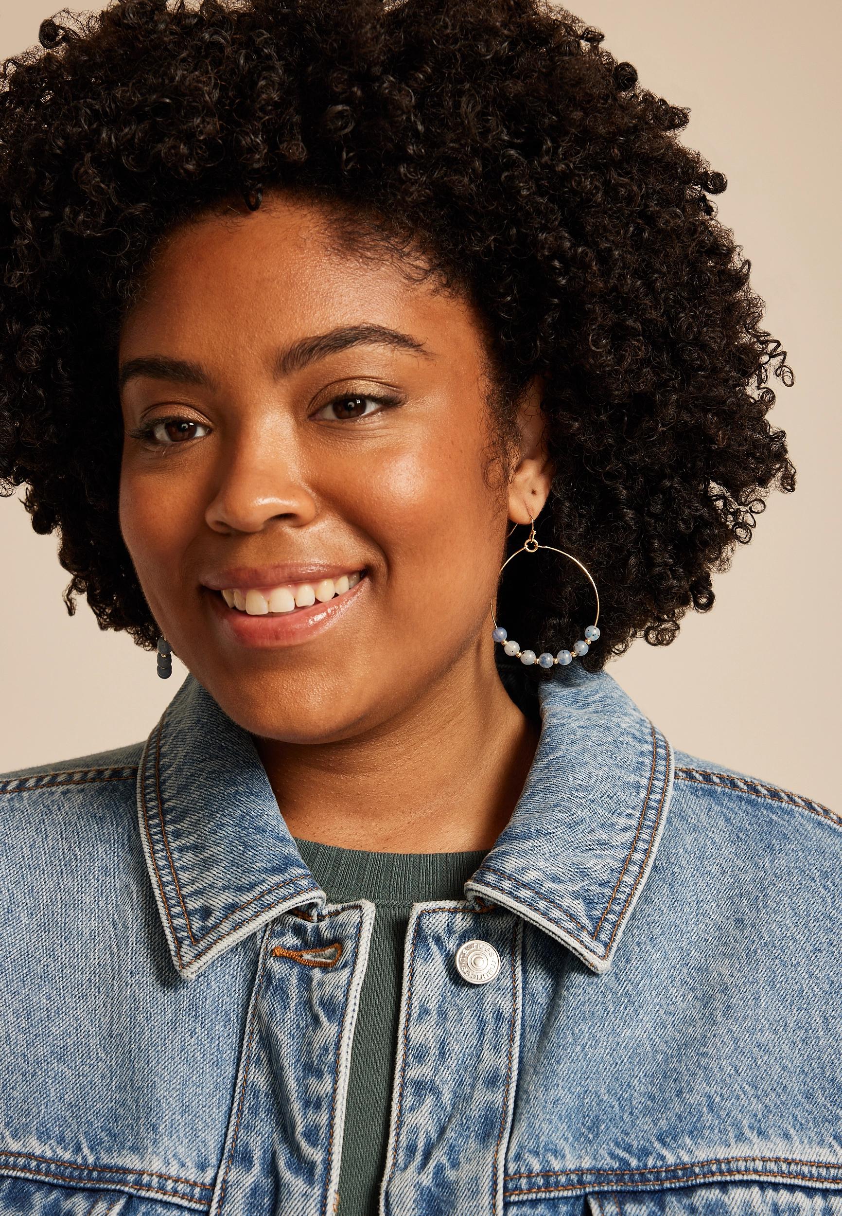 Dusk Sky Beaded Hoop Earrings Product Image