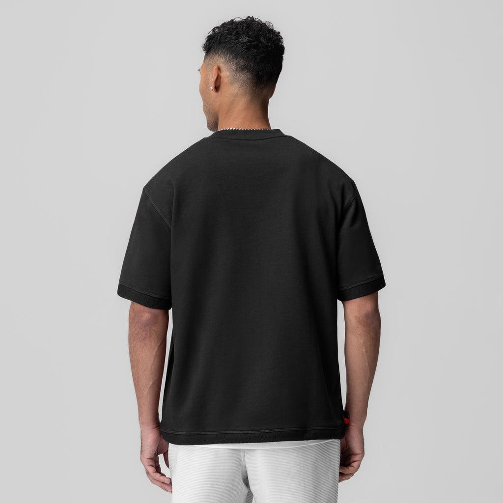 1026. Herringbone Terry Oversized Cinch Tee - Black Product Image