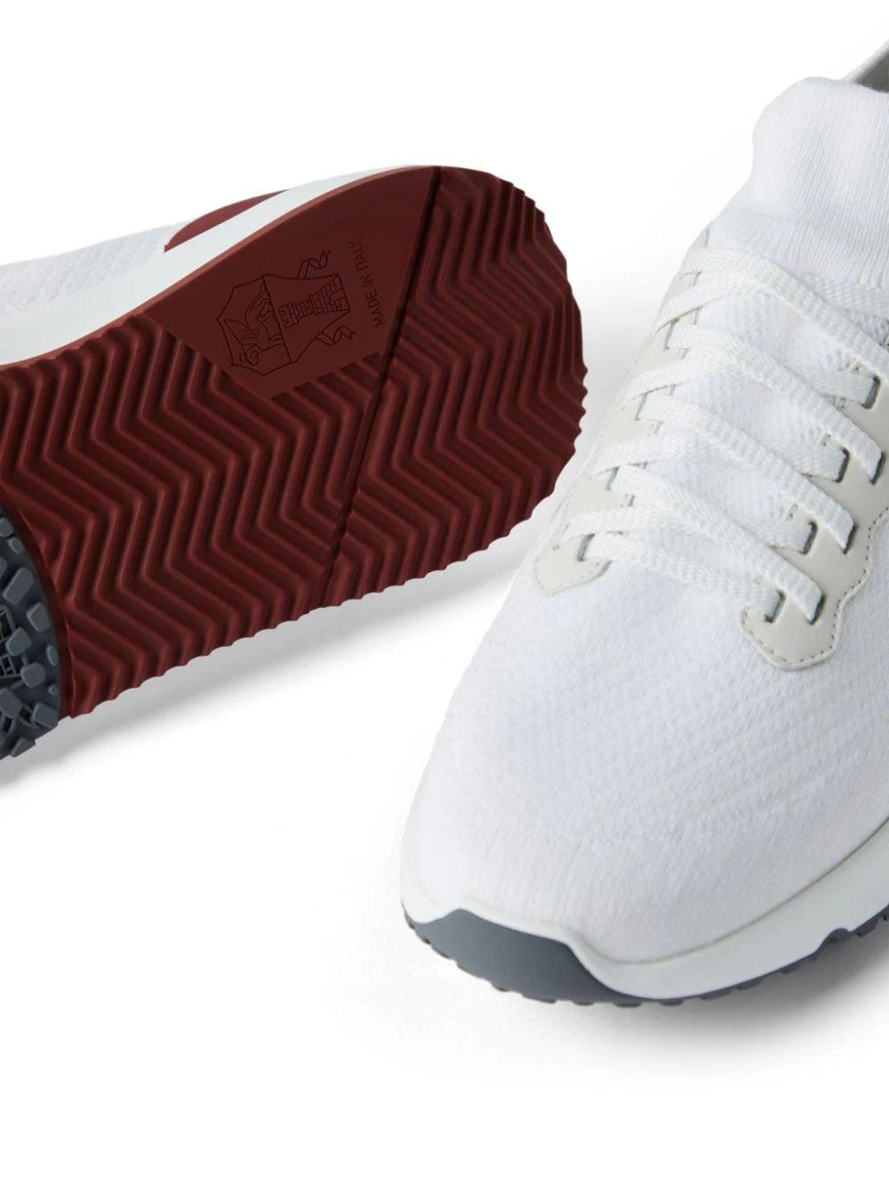 BRUNELLO CUCINELLI Cotton Knit Runners In White Product Image