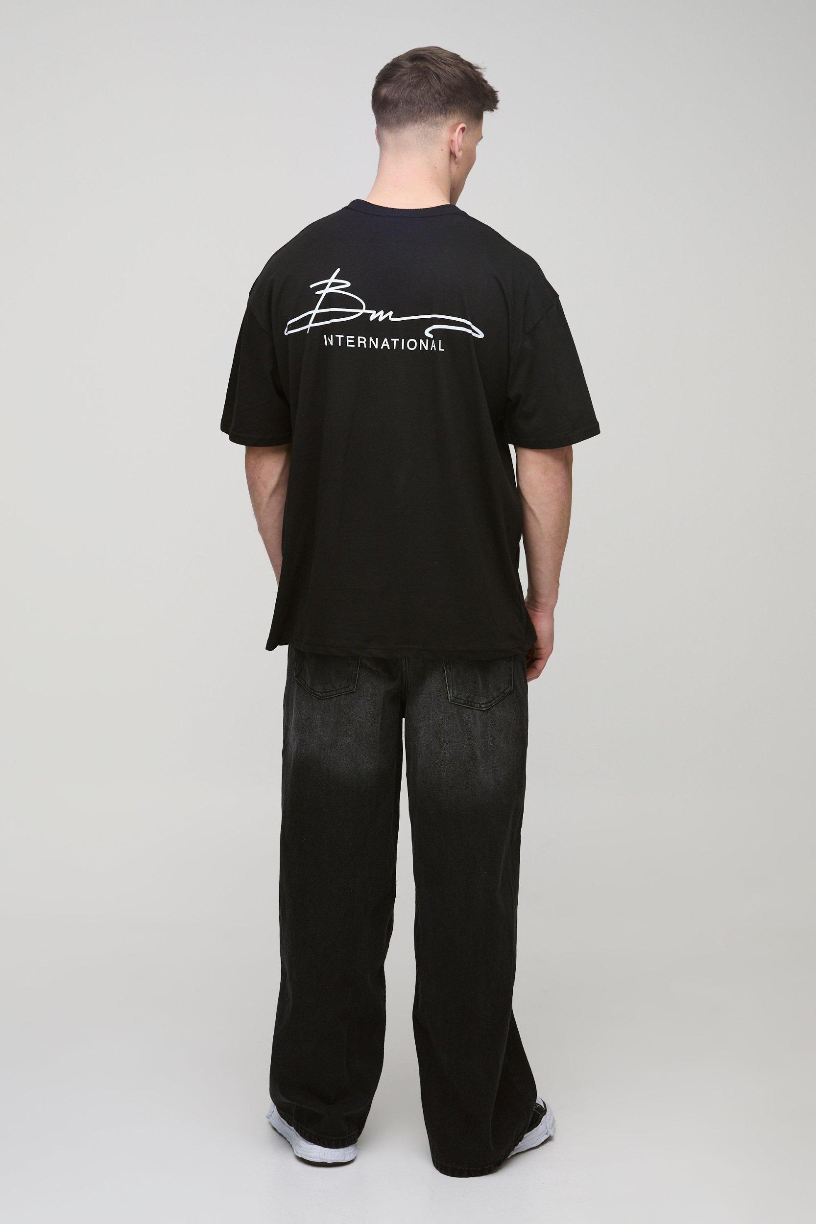 Tall Oversized BM International Print T-Shirt | boohooMAN USA Product Image