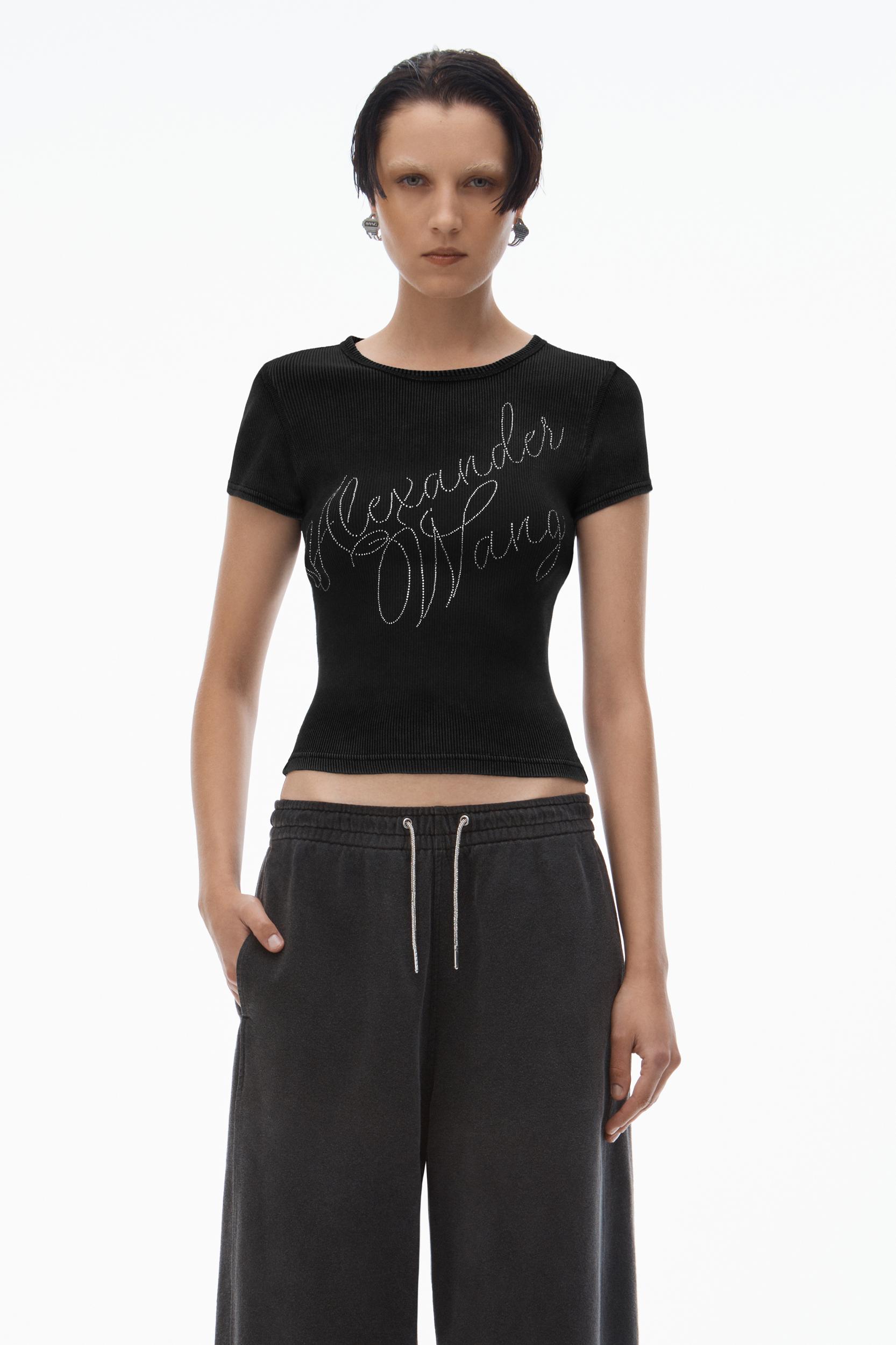 Crystal Hotfix Tee In Ribbed Jersey Product Image