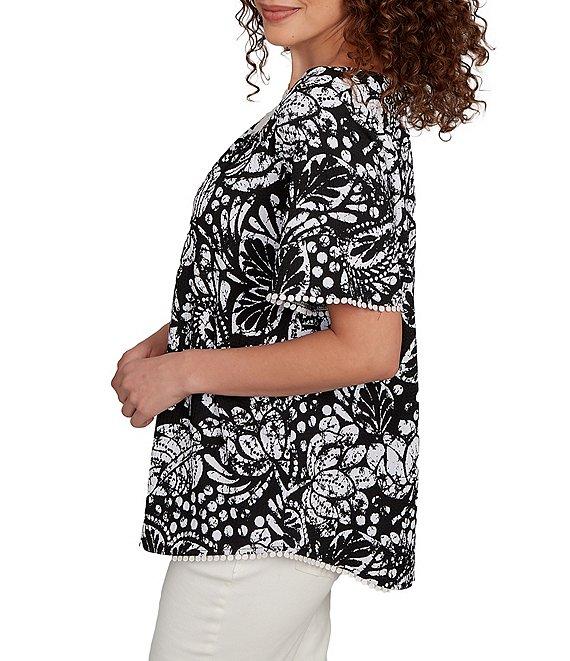 Ruby Rd. Petite Size Paisley Lace Scoop Neck Short Sleeve Top Product Image