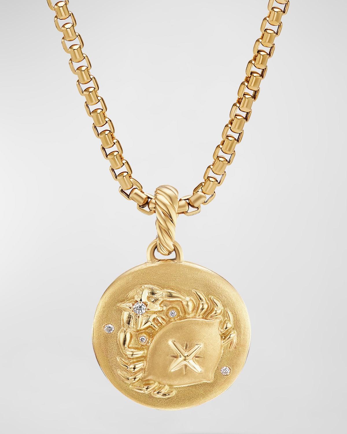 Womens Zodiac Amulet in 18K Yellow Gold with Diamonds Product Image