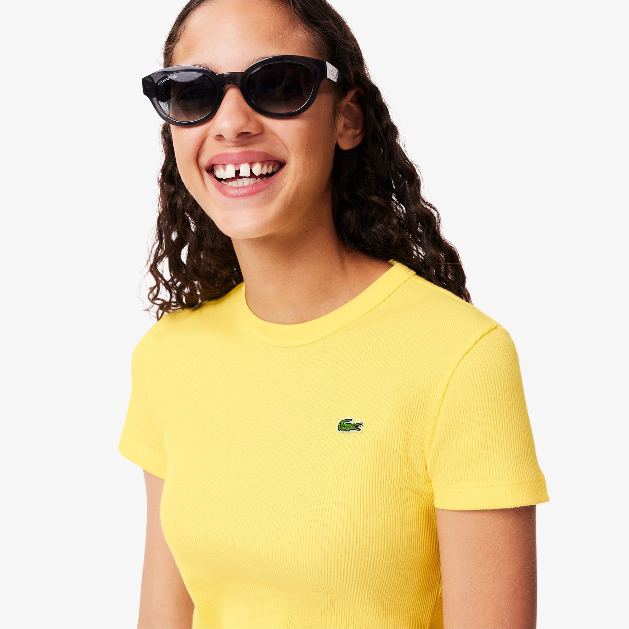 Women's Slim Fit Ribbed Cotton T-Shirt Product Image