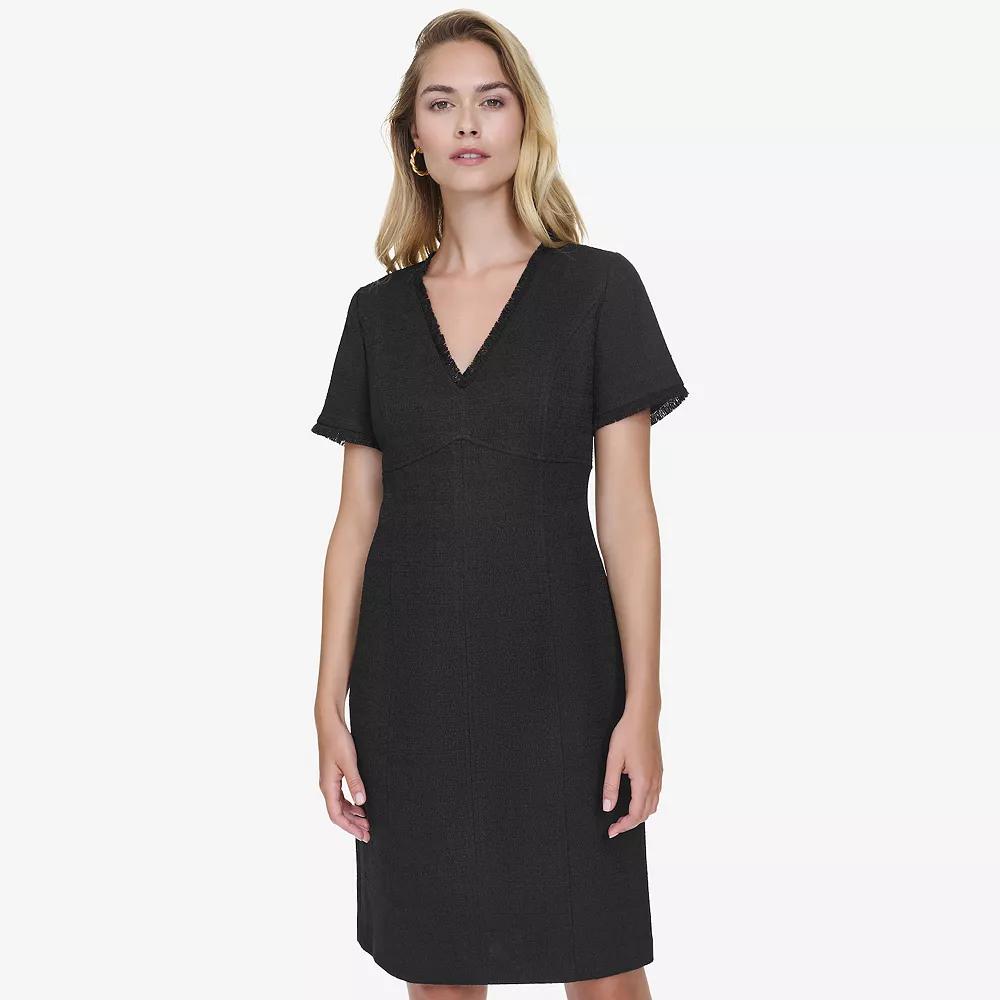 Women's Andrew Marc Short Sleeve V-Neck Sheath Dress, Size: 6, Black Product Image