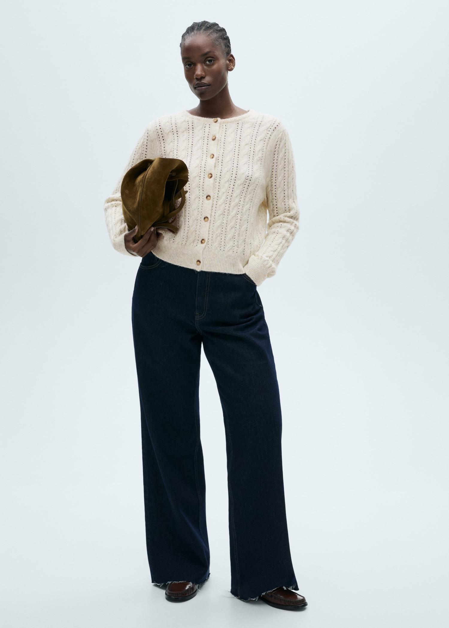 Braided cardigan with openwork details - Women | MANGO USA Product Image