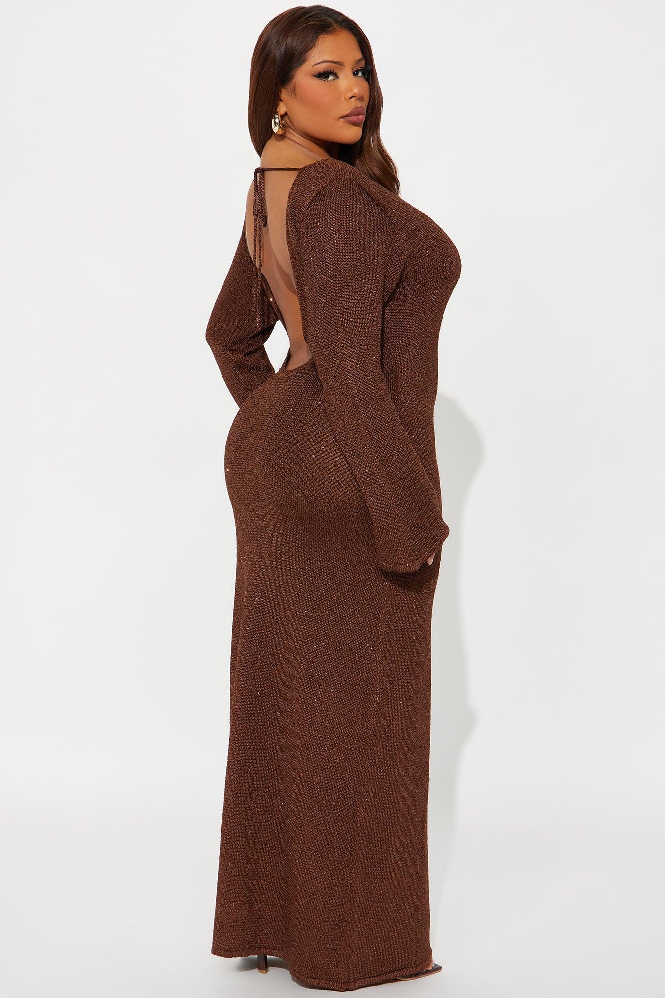 Natalie Crochet Maxi Dress - Brown Female Product Image