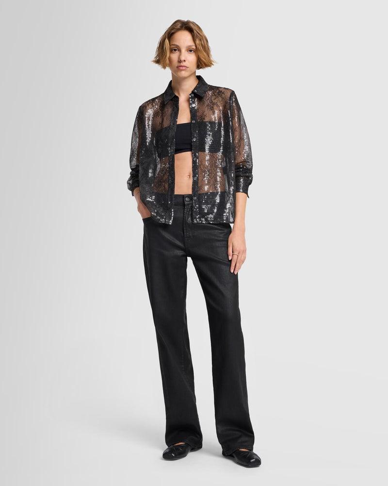 Sheer Sequinned Lace Shirt Product Image