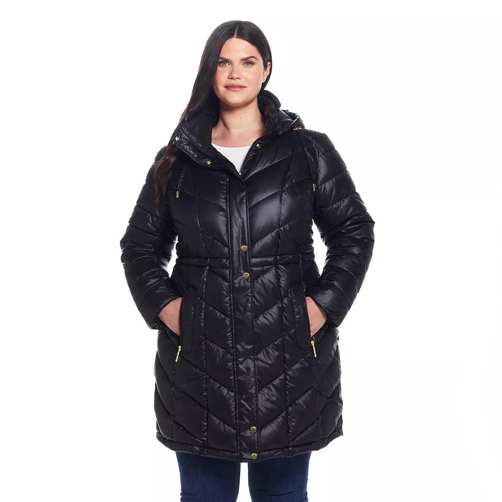 Plus Size Weathercast Hooded Heavyweight Puffer Coat, Women's, Size: 1XL, Black Product Image