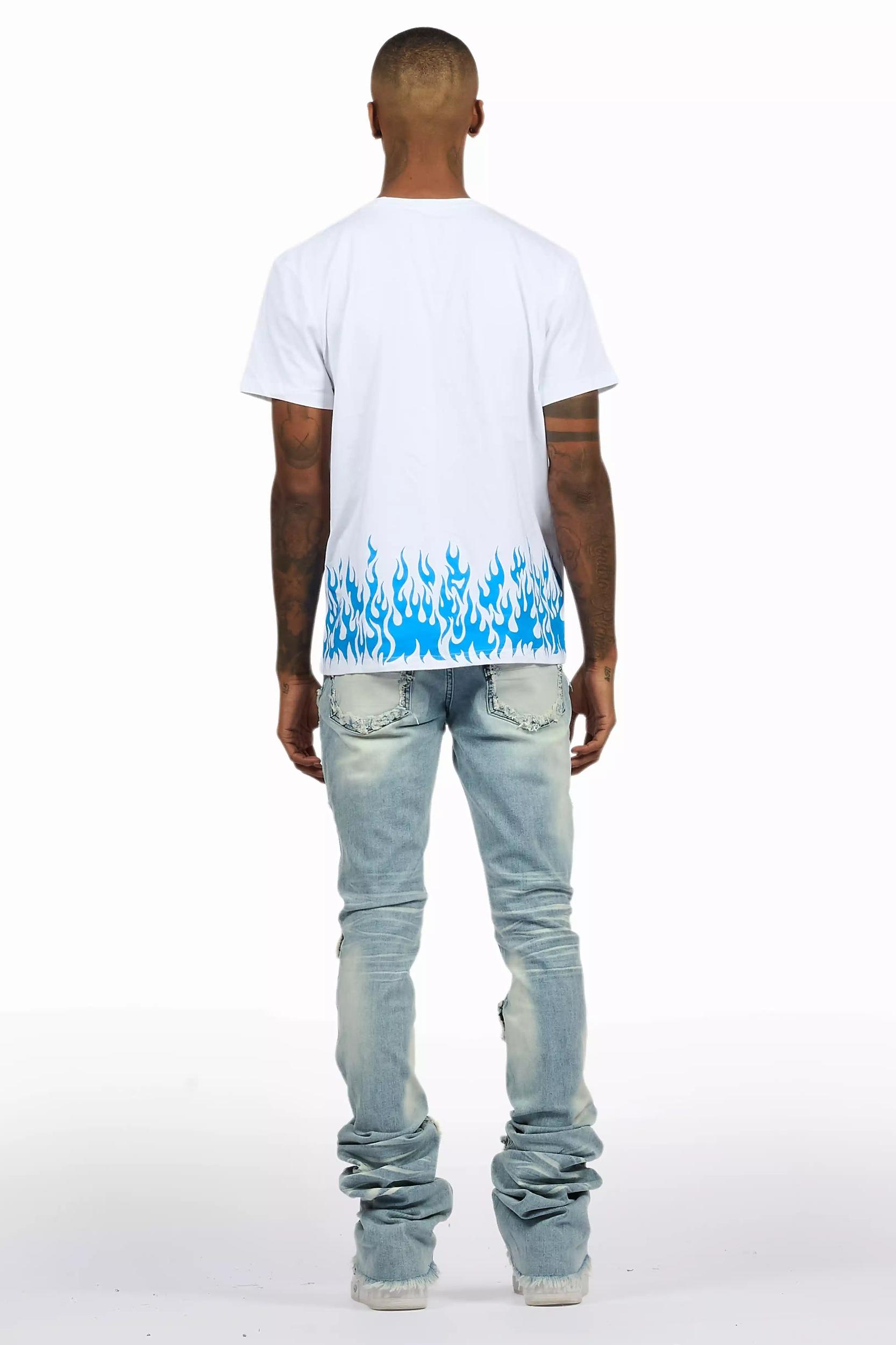 Bubble White/Blue T-Shirt/Super Stacked Flare Jean Bundle Male Product Image
