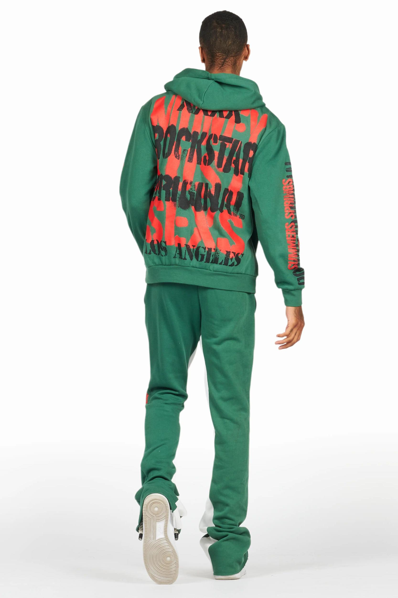 Omer Green Hoodie/Baggy Track Pant Set Male Product Image