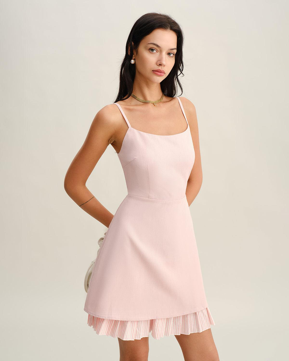 Pink Contrast A-Line Slip Mini Dress Product Image