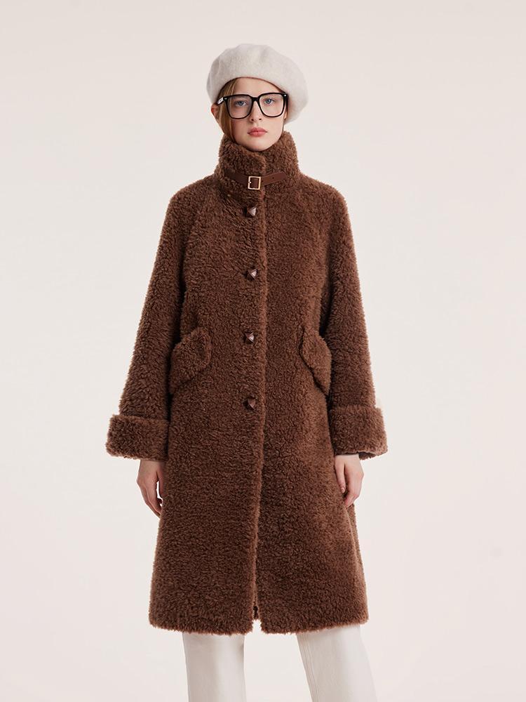 Pure Wool Lapel Velour Long Women Coat Product Image