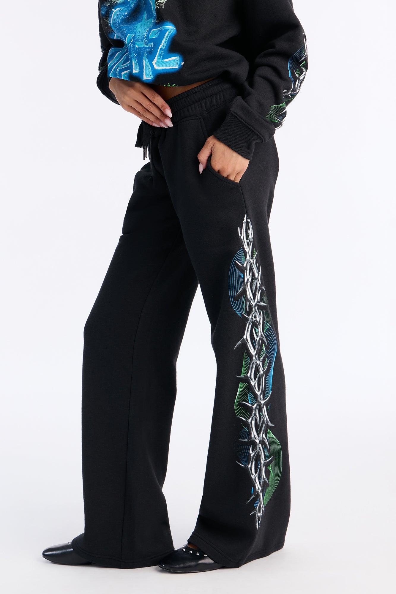 Bratz Collection Wide Leg Fleece Pant - Black Female Product Image