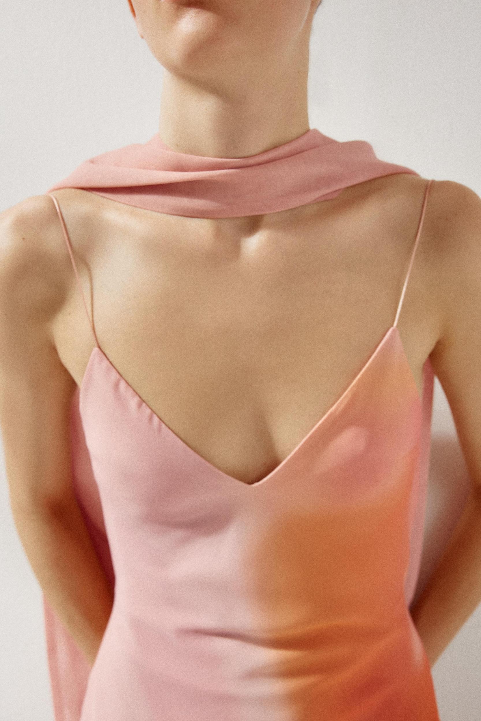 PRINTED LONG DRESS WITH SCARF Product Image