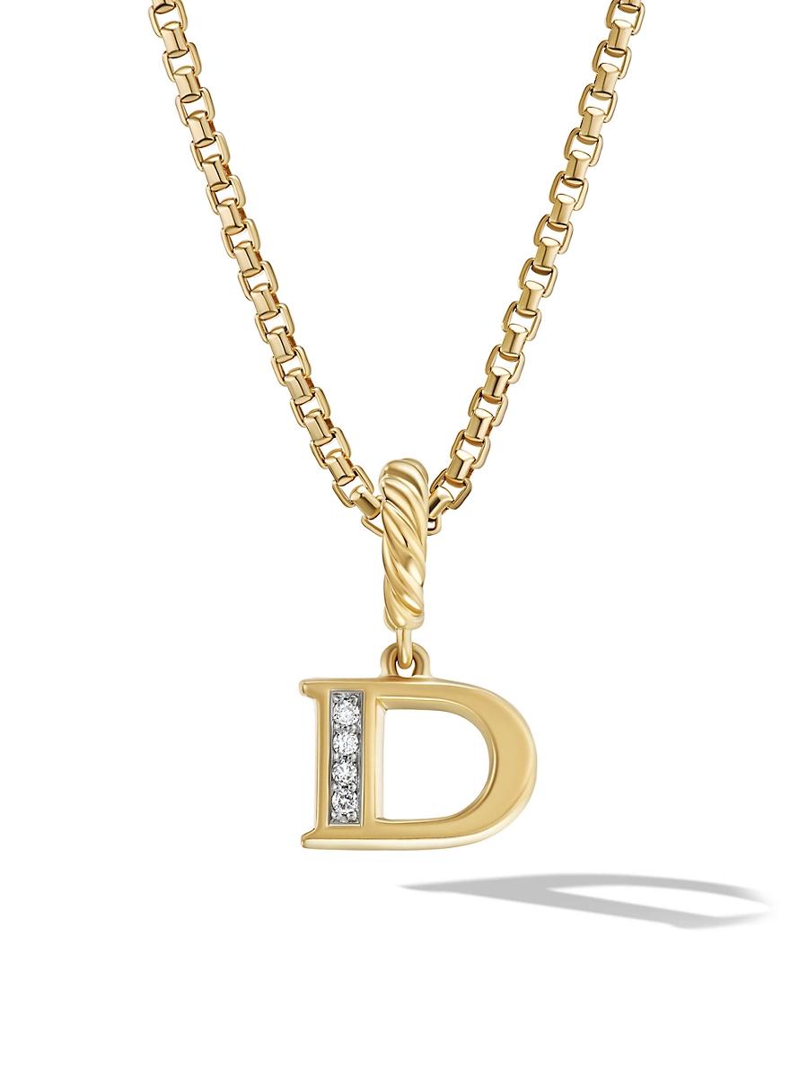 Womens Pav Initial Pendant in 18K Yellow Gold Product Image