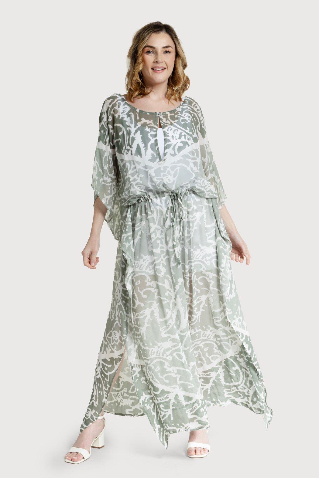 Floral Kaftan Tie Waist Monochrome Product Image