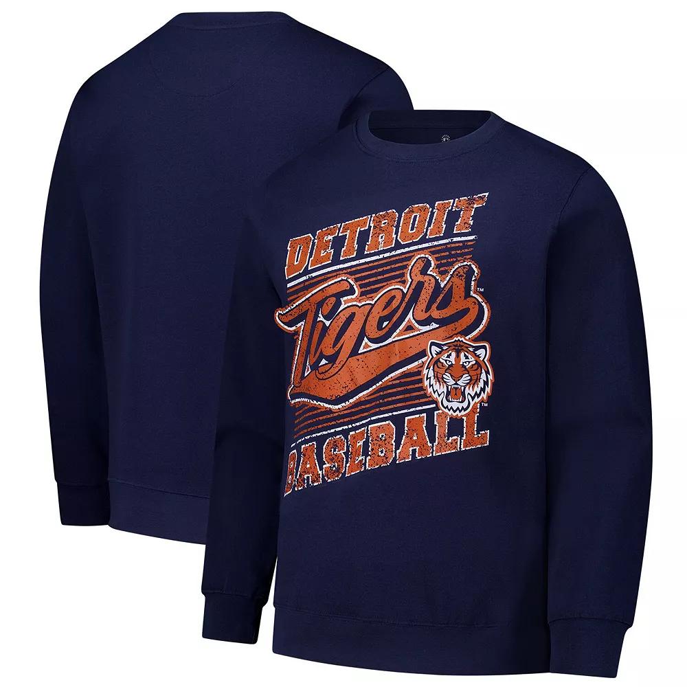 Men's Stitches Navy Detroit Tigers Pullover Sweatshirt, Size: Small, Blue Product Image