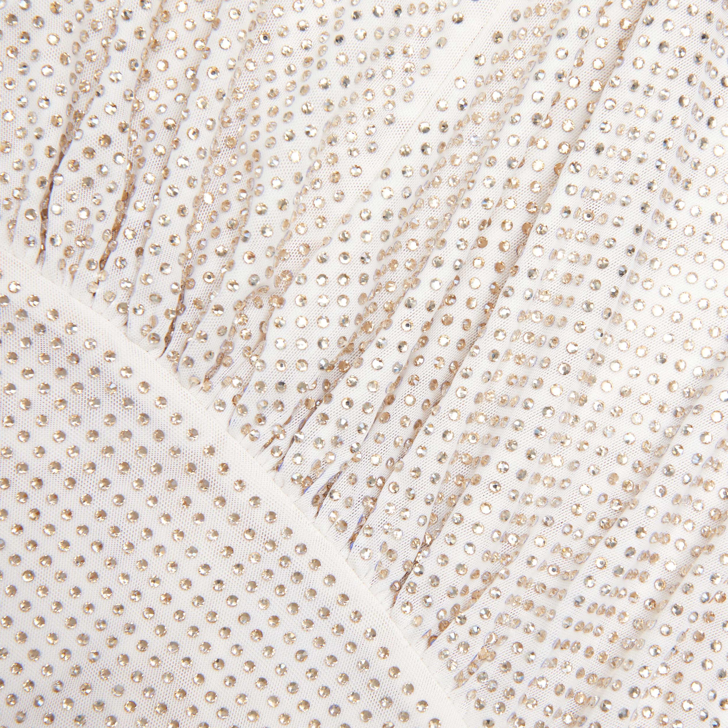 Champagne Rhinestone Cut Out Maxi Dress Product Image