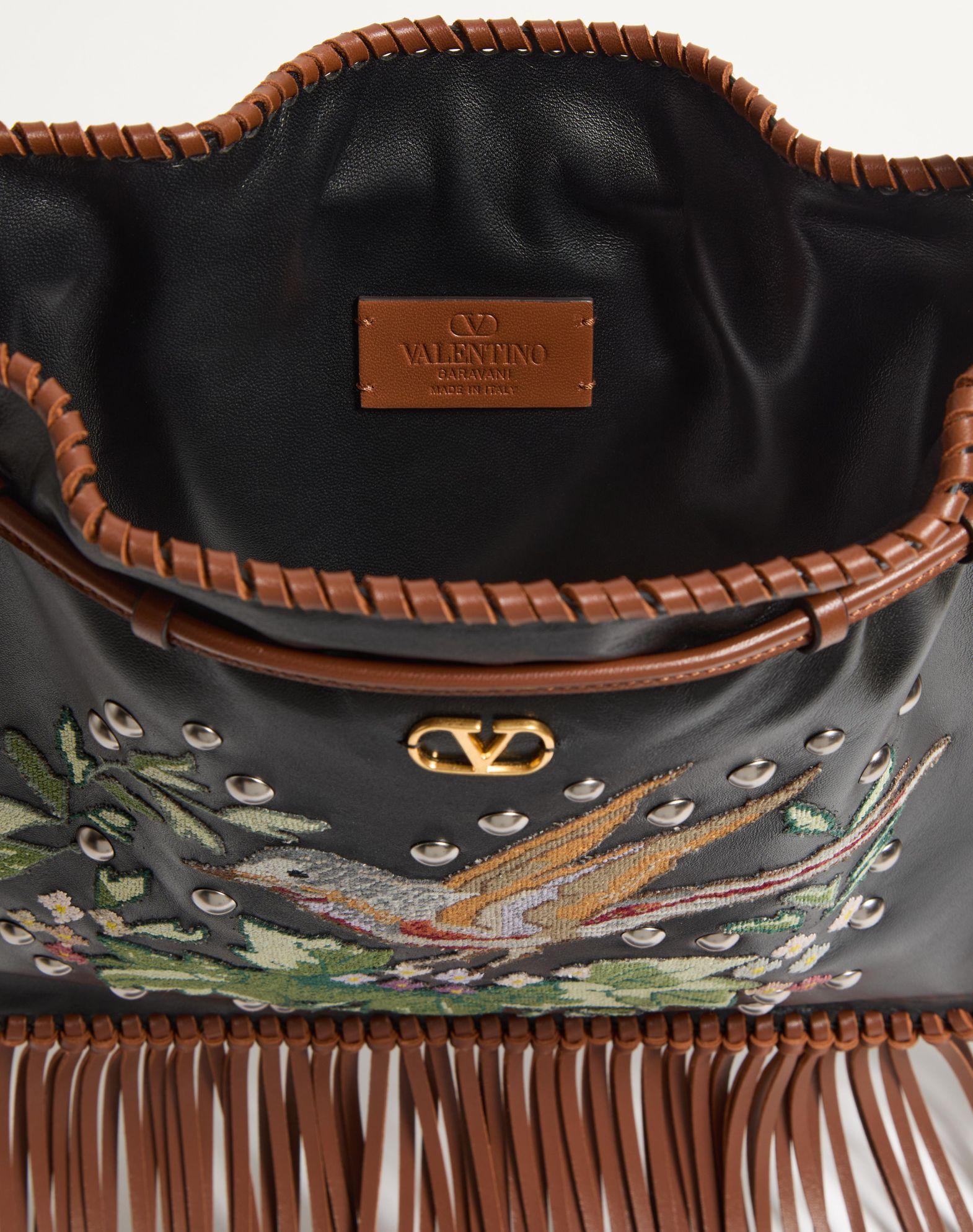 Valentino Garavani Nellcôte Alice Embroidered Bag With Fringes Product Image