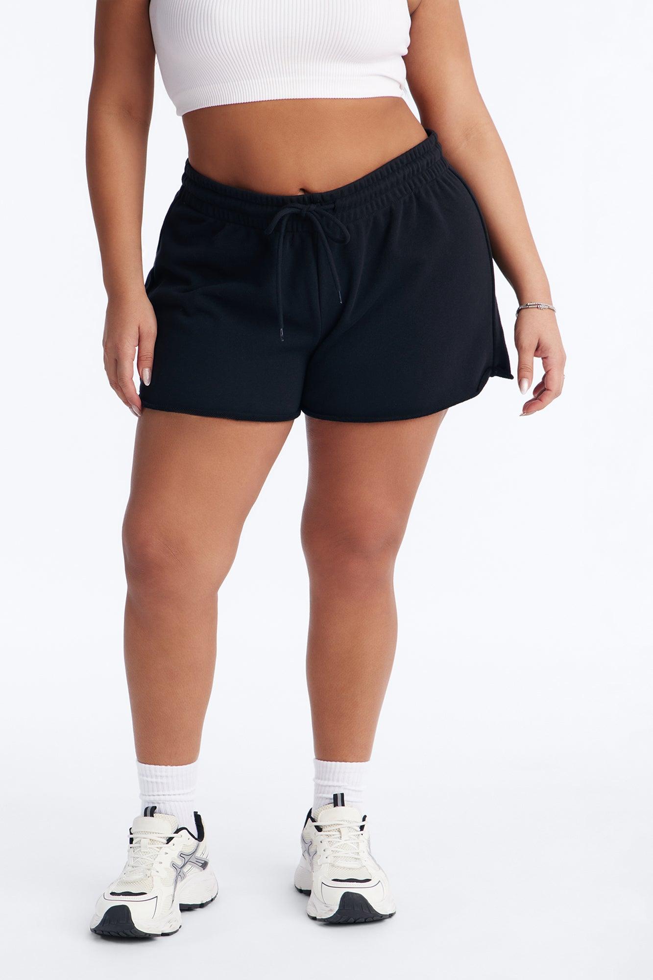 No Limits Raw Hem French Terry Short - Black Female Product Image